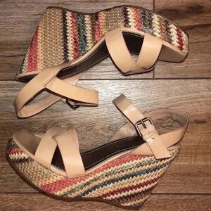Coconuts By Matisse Madrid Natural 123 Wedges Sandal Women’s Size 9M Multcolored